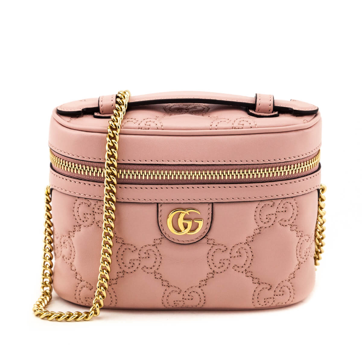 Gucci Light Pink GG Matelasse Calfskin Mini Top Handle Bag