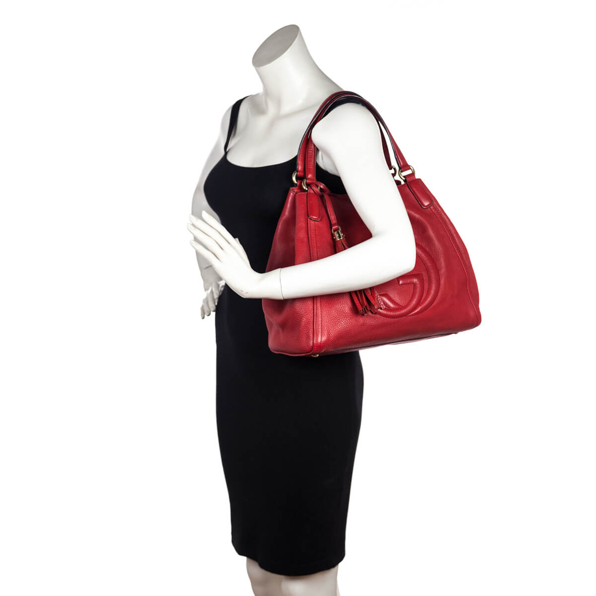 Gucci Red Grained Calfskin Medium Soho Tote