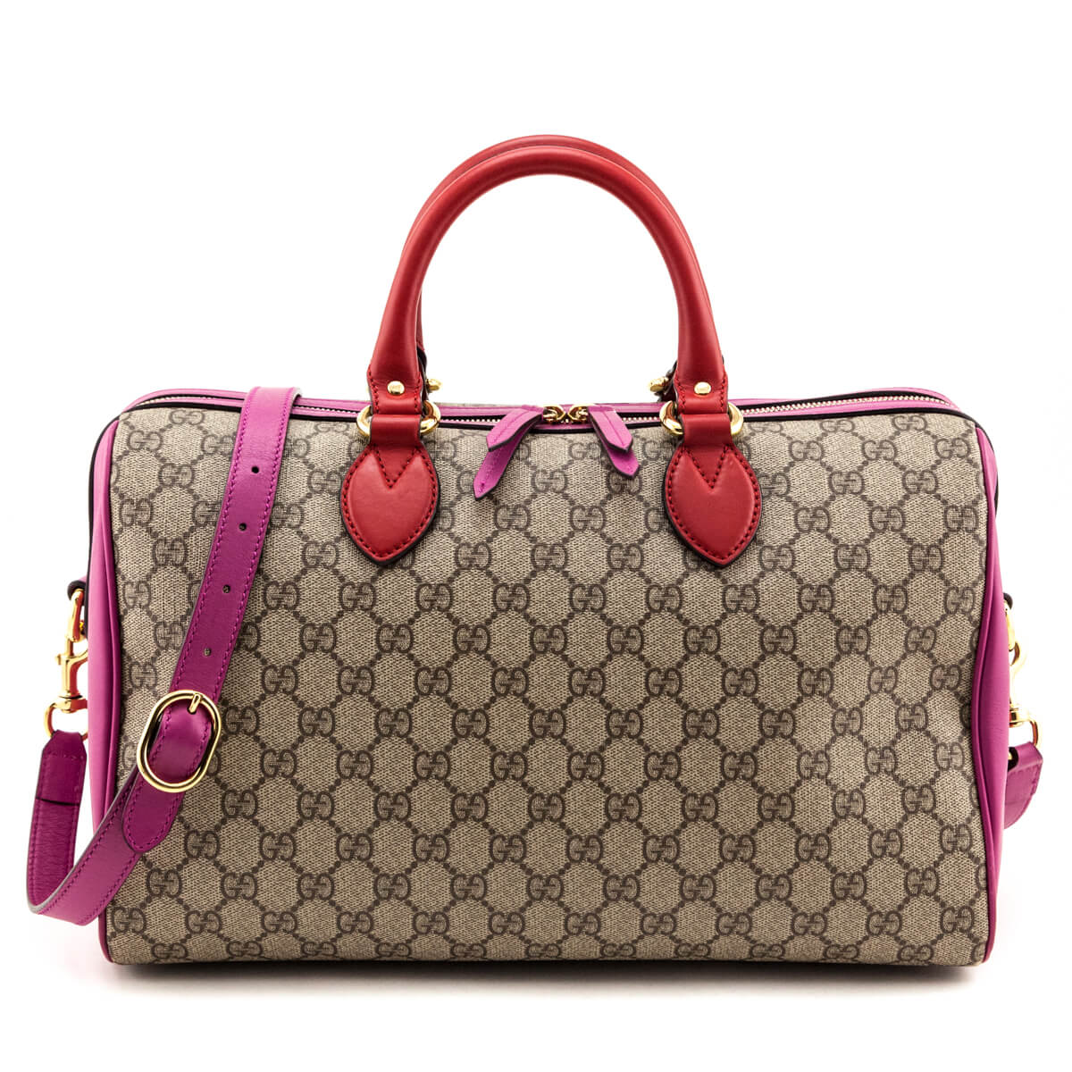 Gucci Red & Pink Supreme Boston Bag