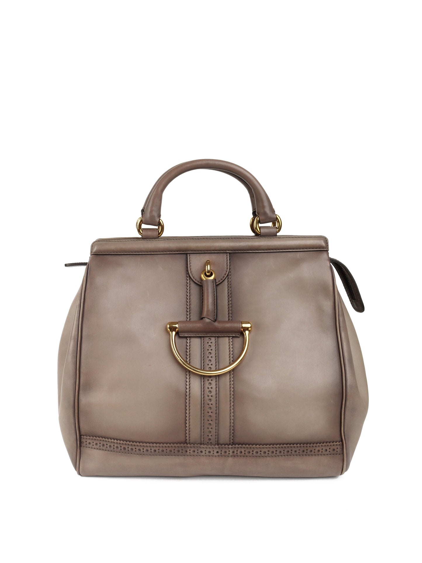 Gucci Taupe Duilio Brogue Tote Bag
