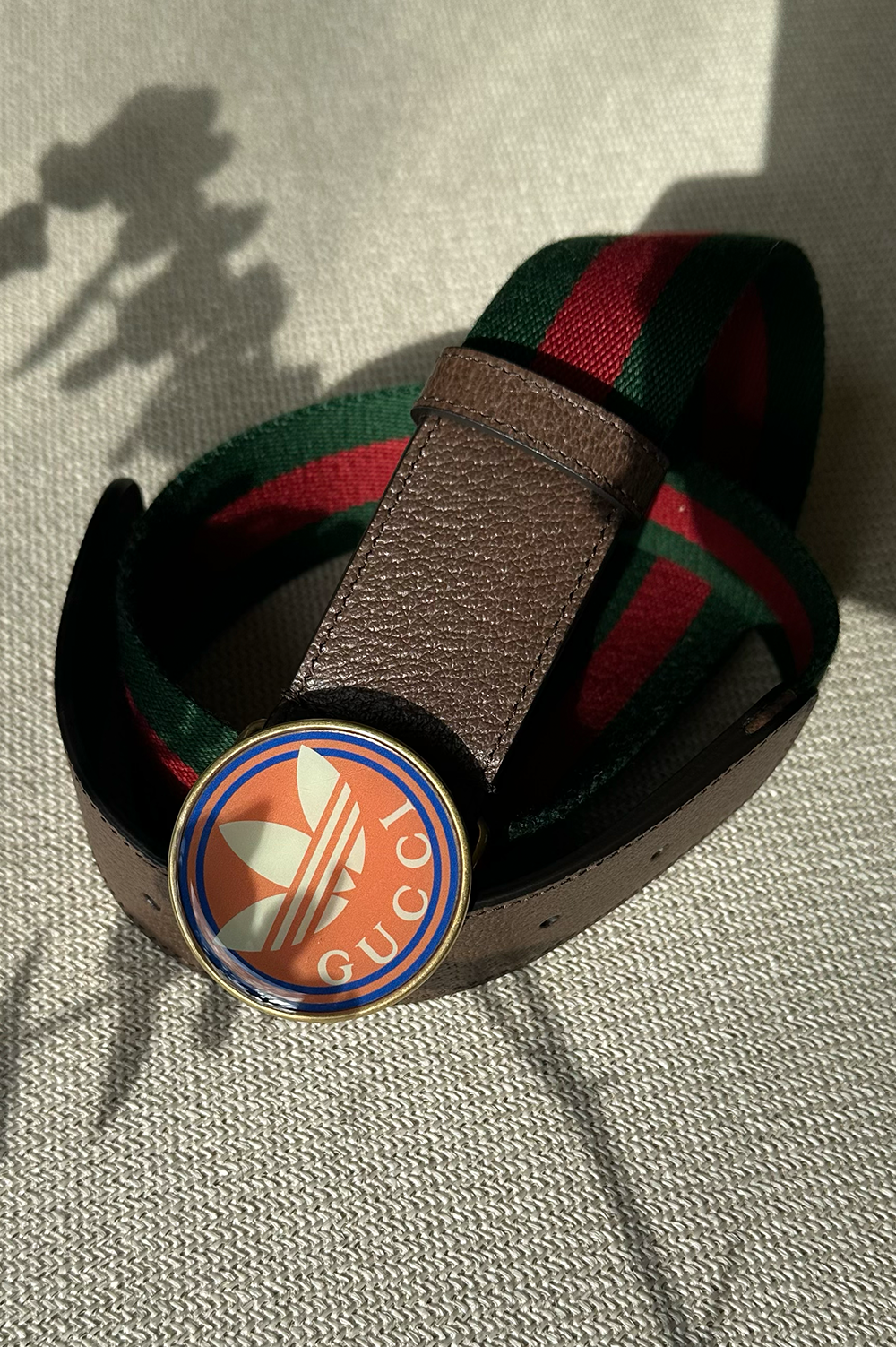 GUCCI x ADIDAS Web Belt Brown