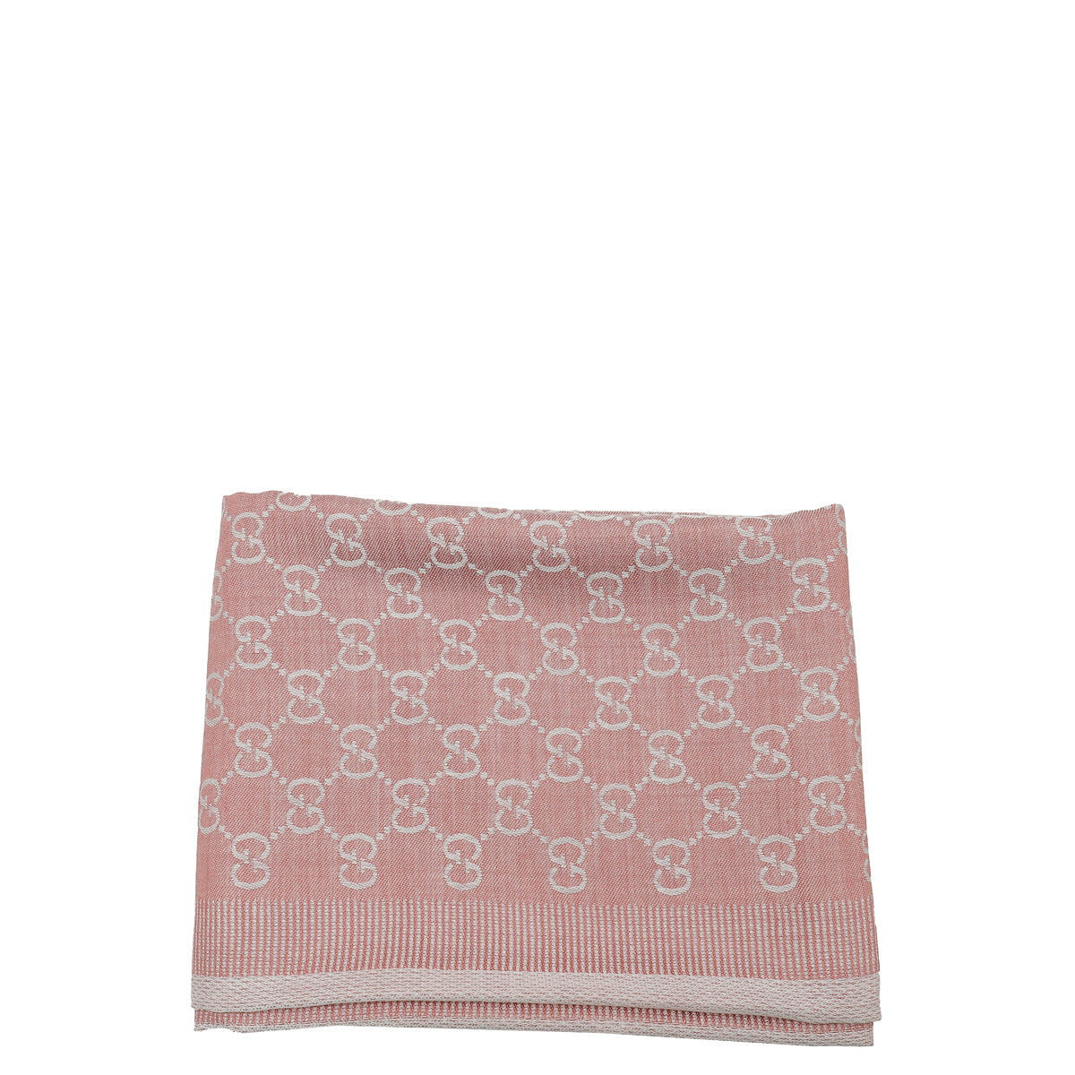 Gucci Pink GG Print Silk Wool Scarf