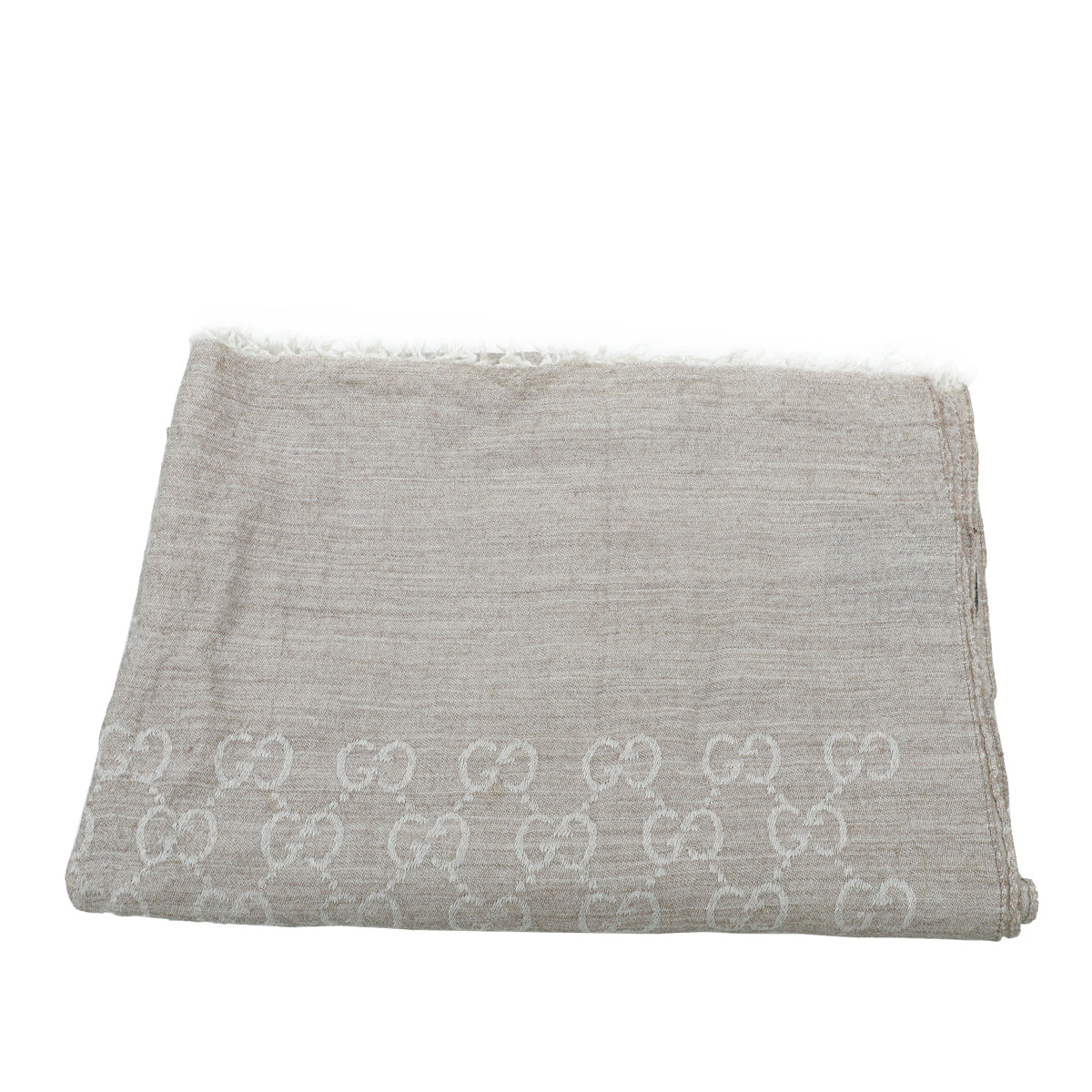 Gucci Beige GG Wool Silk Scarf