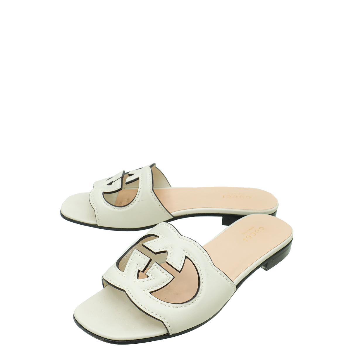 Gucci Off White Interlocking G Cut Out Slide Sandal 35