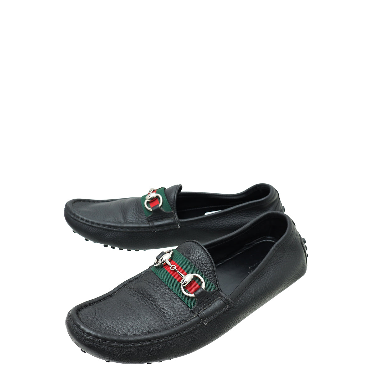 Gucci Black Web Horsebit Loafers 39