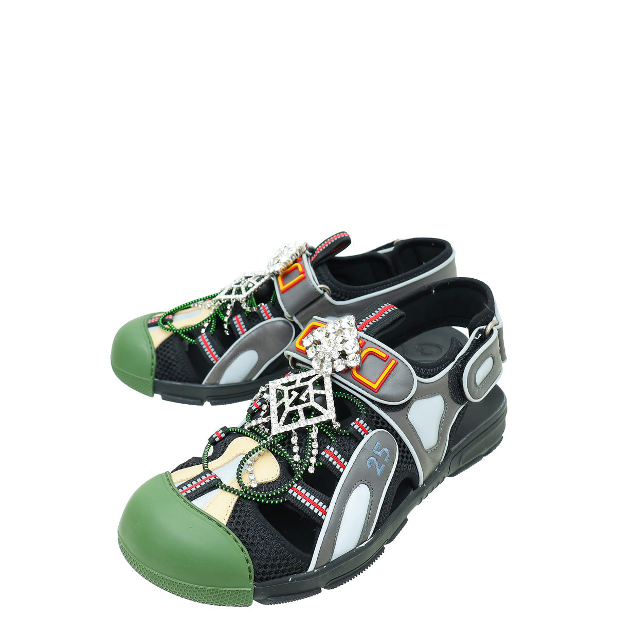 Gucci Multicolor Mesh Fabric Tinsel Sport Sandals 40
