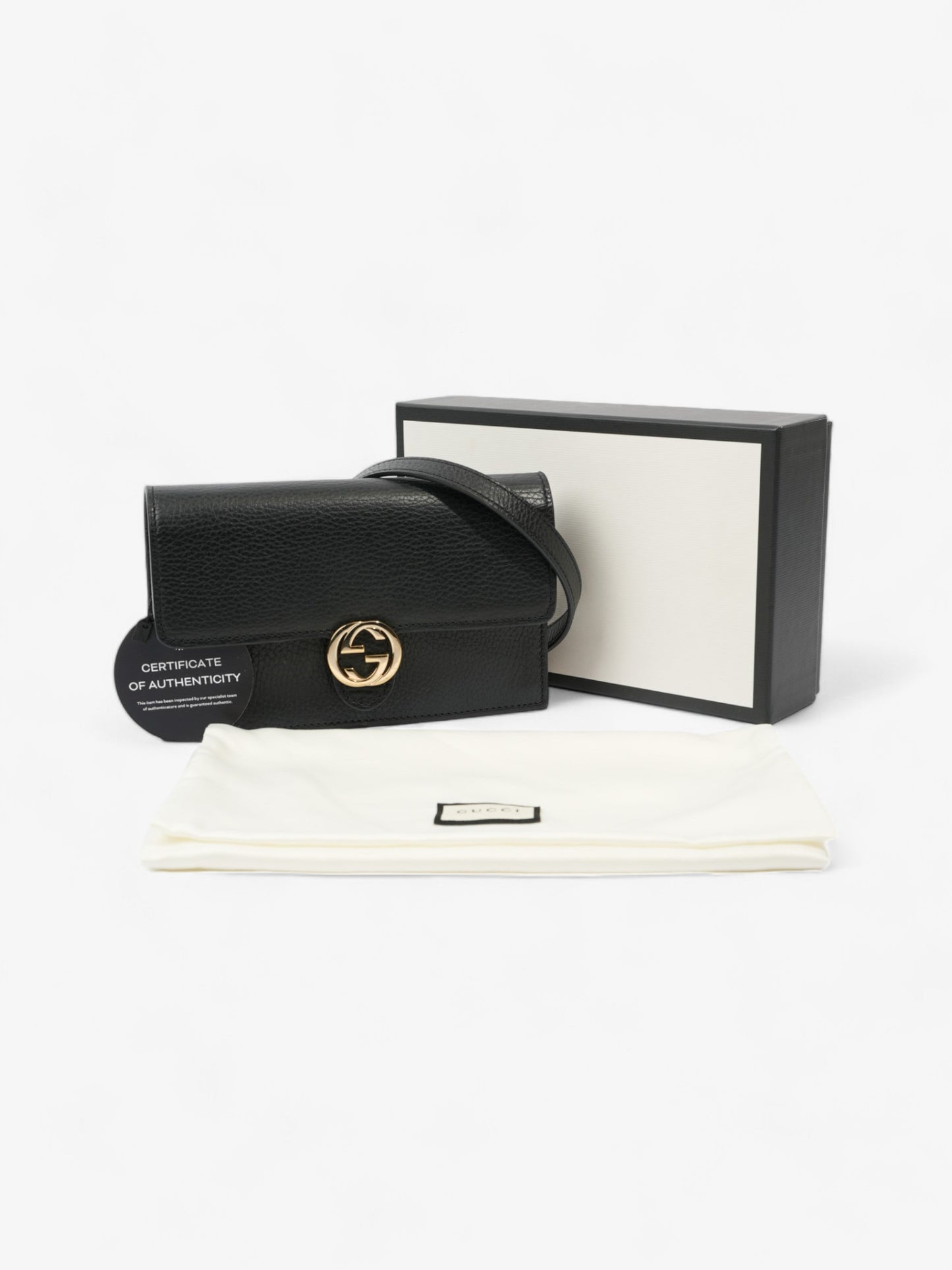 Gucci Interlocking GG Chain Wallet Black Leather