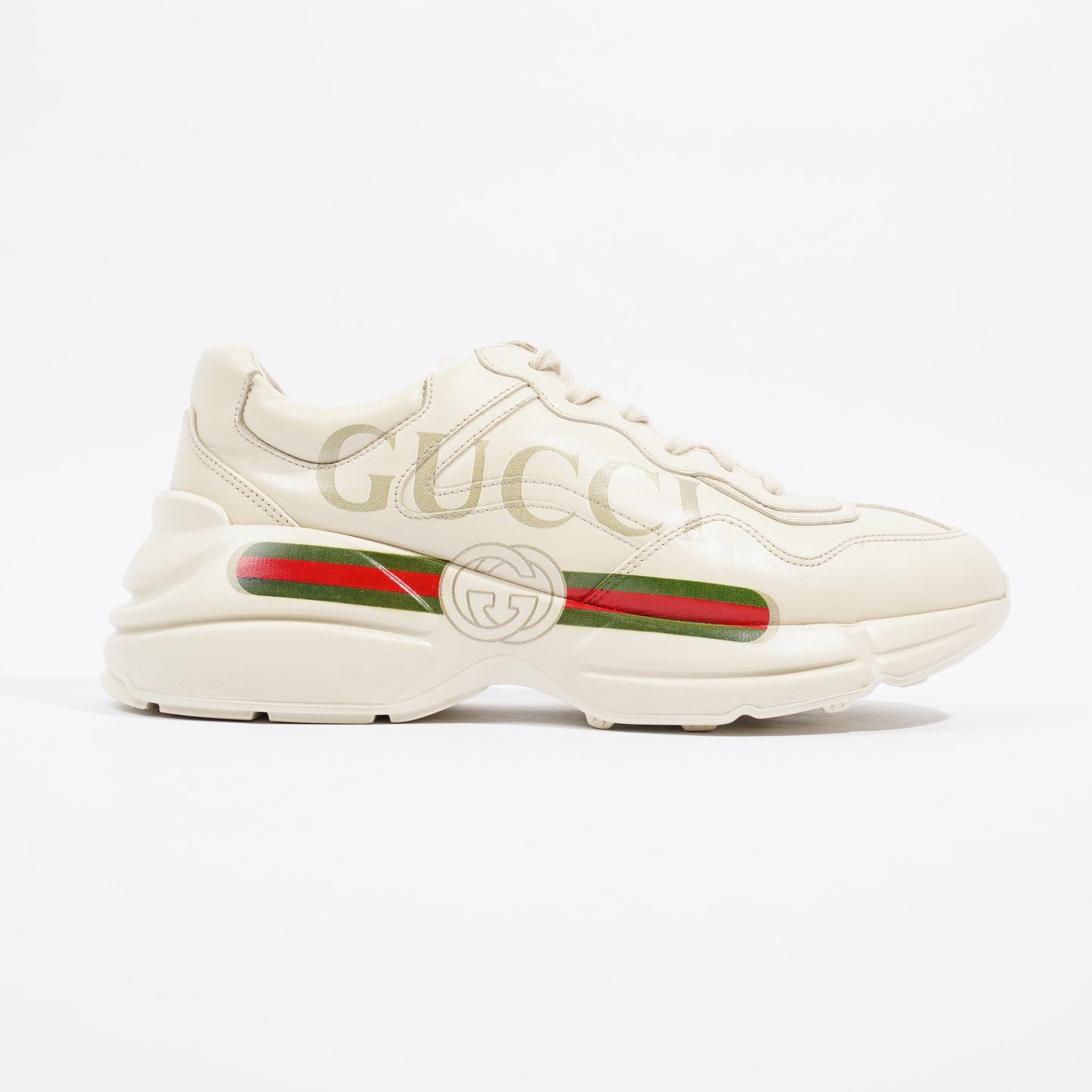 Gucci Rhyton Logo Beige / Red / Green Leather EU 40 UK 7