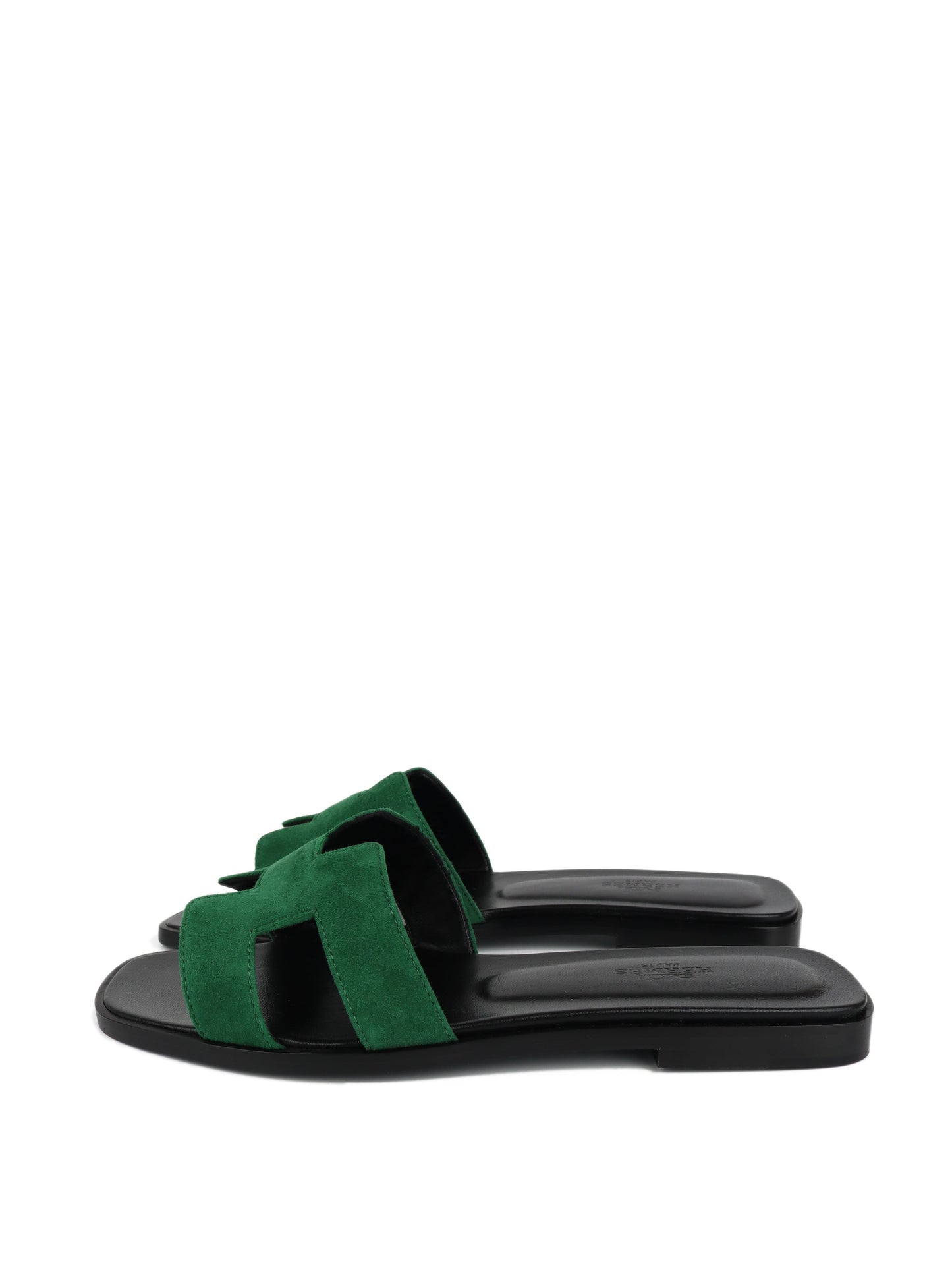 Hermes Vert Electrique Oran Sandals 37.5