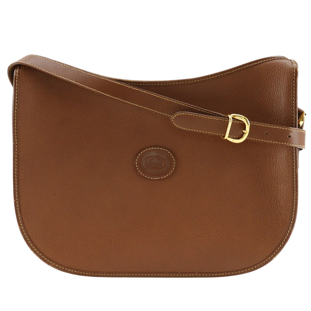 GUCCI Shoulder Bag 001.084.1036 Calfskin Brown Old Gucci Interlocking G Women Used