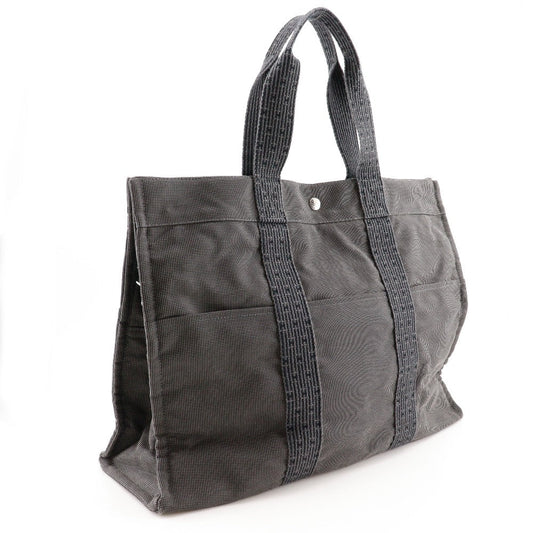 HERMES Tote Bag Nylon canvas gray Her Line Tote GM unisex(Unisex) Used