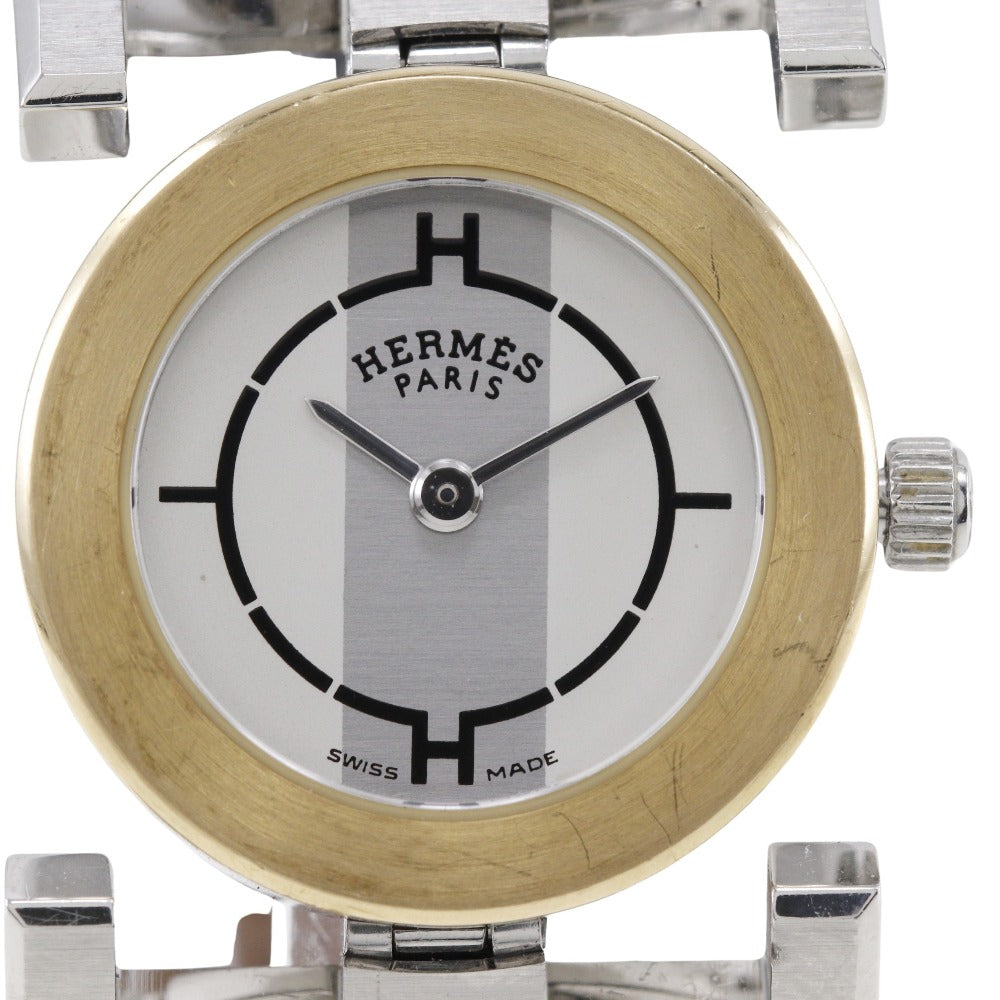 HERMES Watches Quartz PA1.220 Stainless Steel , Leather gold paprika White dial Women Used