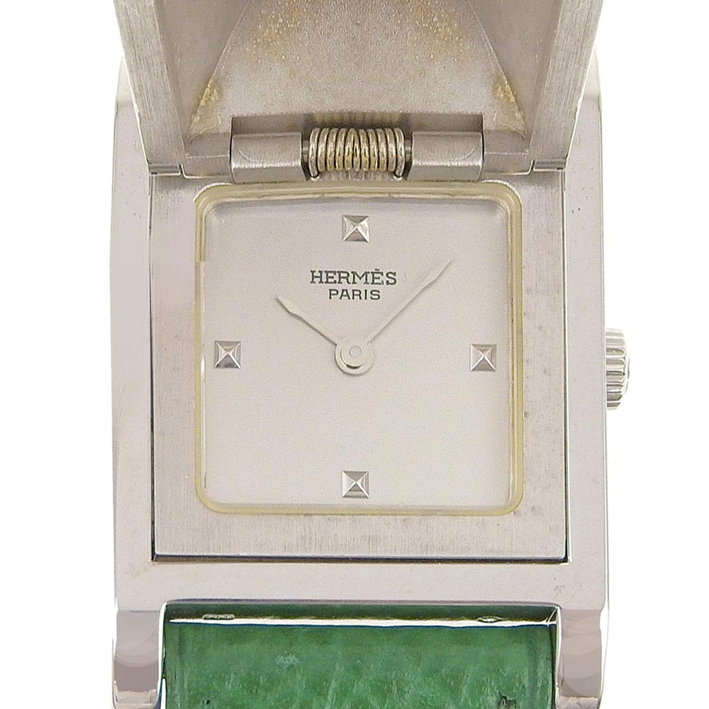 HERMES Watches Quartz ME1.250 Silver925 , Leather green Medor Silver dial Women Used