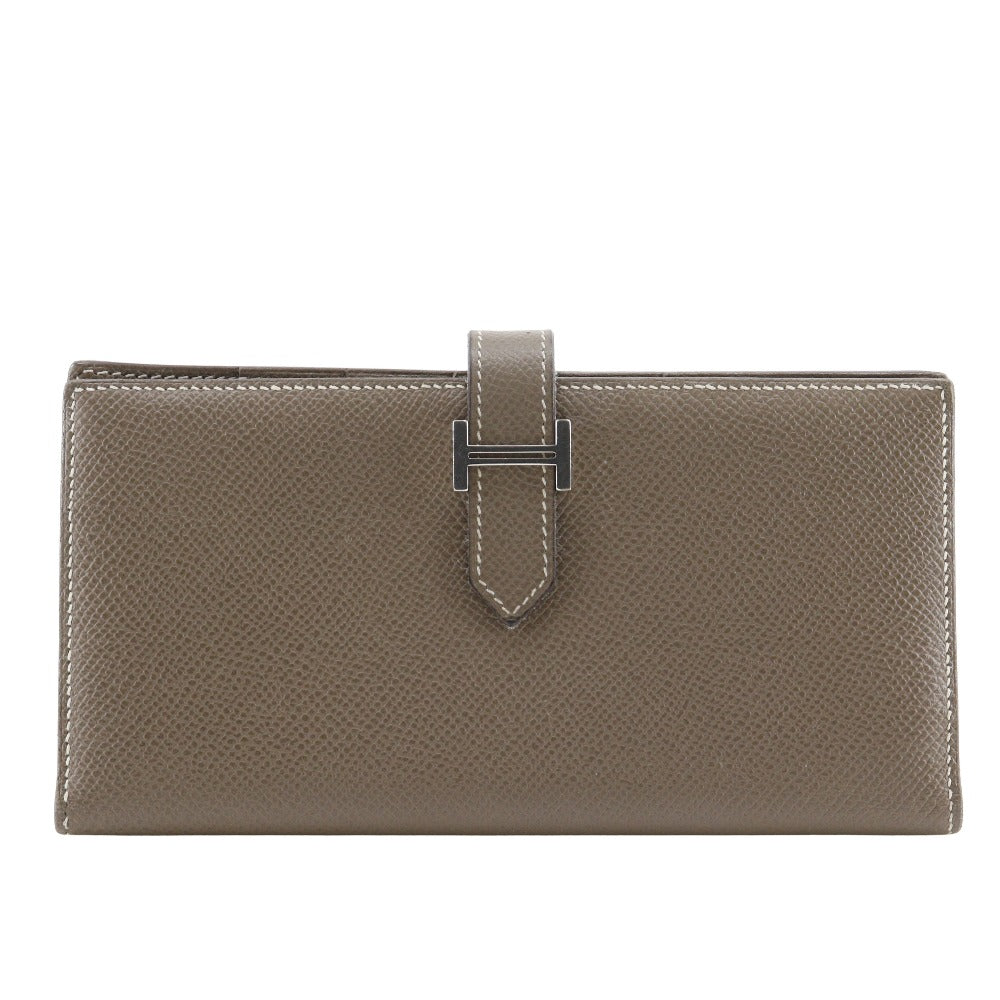 HERMES Long Wallet Purse Epsom SilverMetal Beansufla