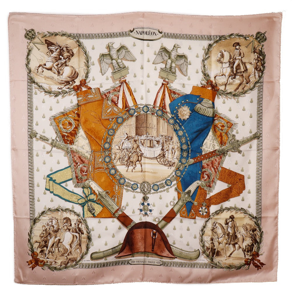 HERMES scarf silk pink NAPOLEON Napoleon Carre90 Women Used