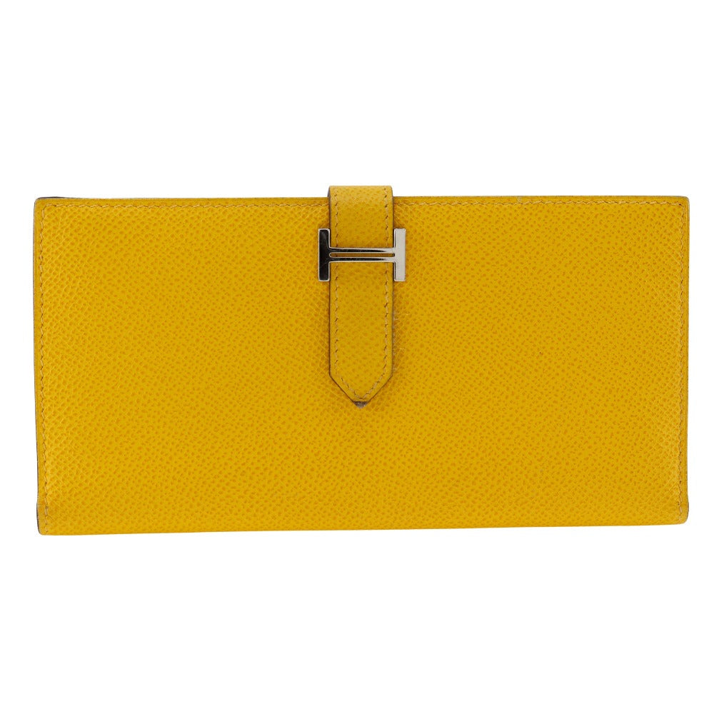 HERMES Long Wallet Purse Epsom yellow Bean unisex(Unisex) Used