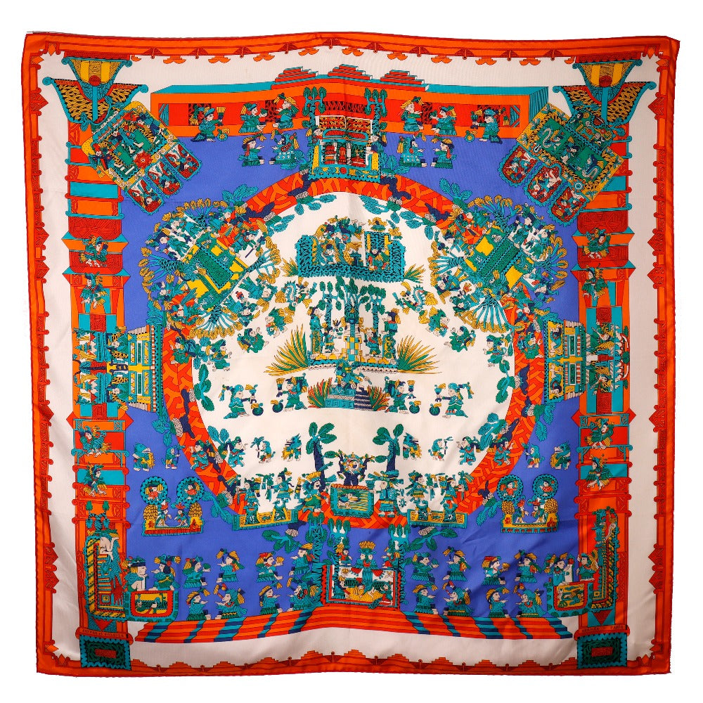 HERMES scarf silk Blue ASTRES et SOLEILS Celestial bodies and the sun Carre90 Women Used