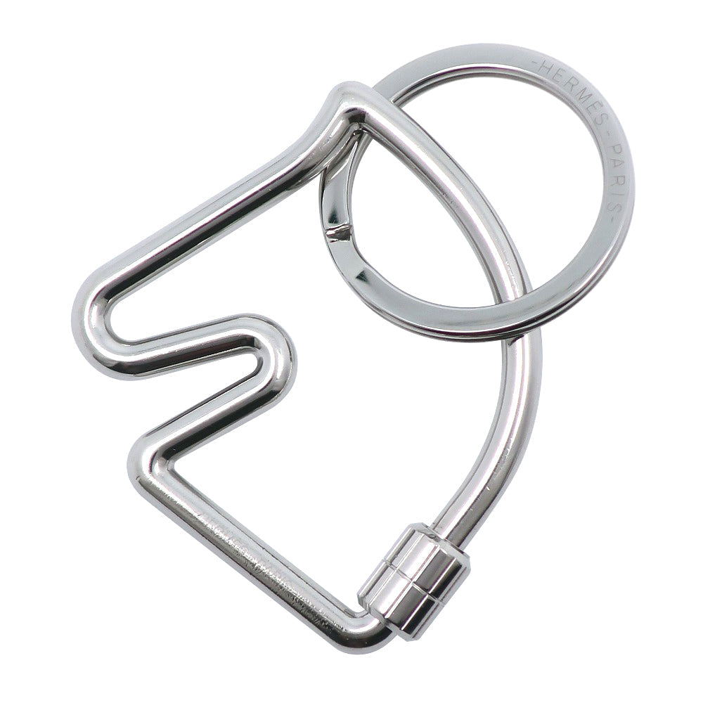 HERMES key ring metallic Silver Key ring Shuval horse