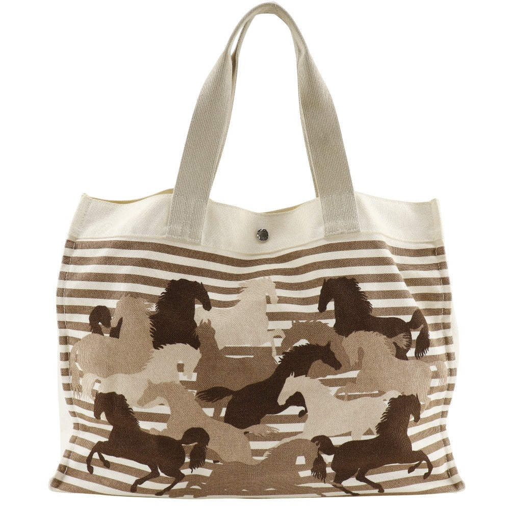 HERMES Tote Bag canvas Brown/Off White Chevault Women(Unisex) Used