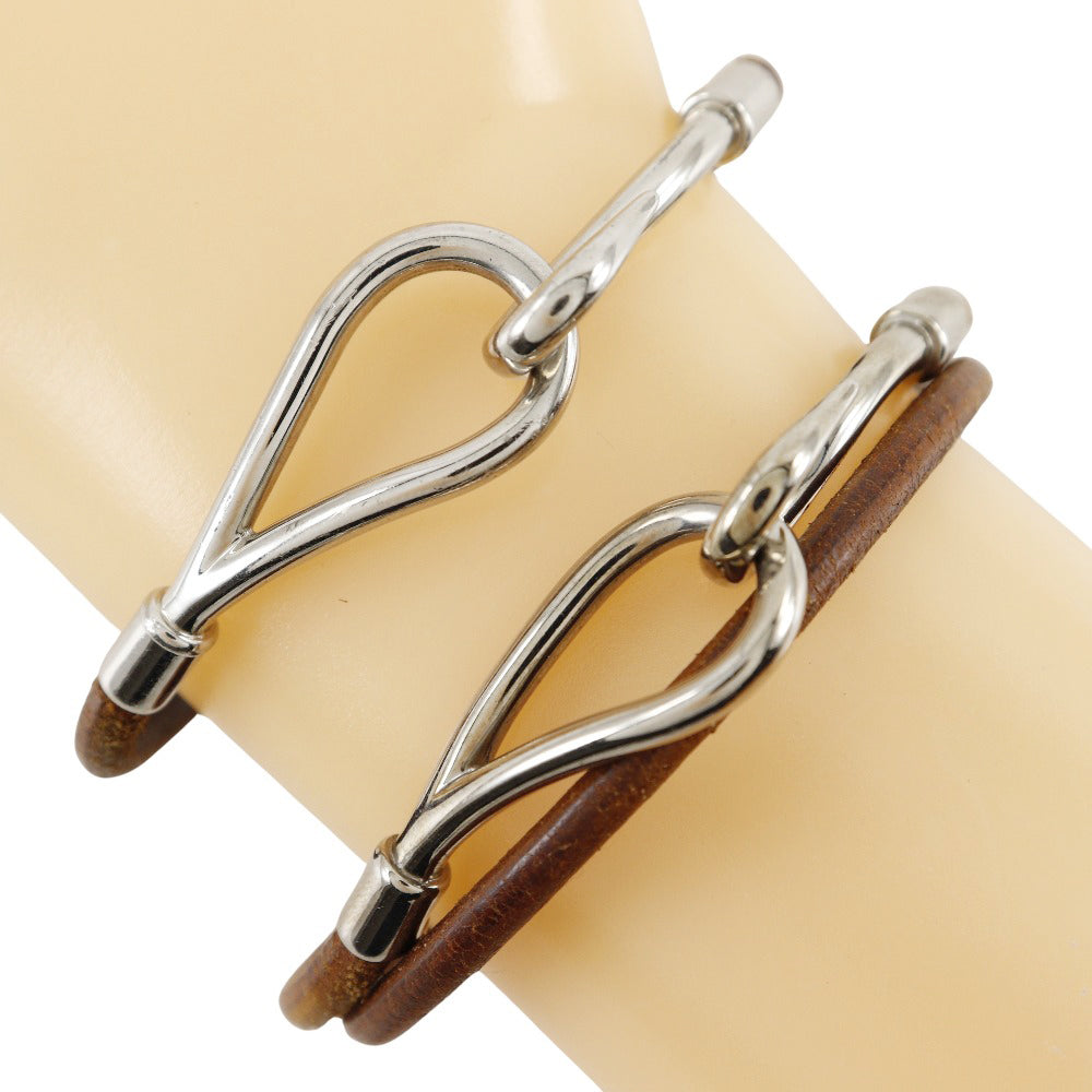 HERMES bracelet leather Brown choker set jumbo