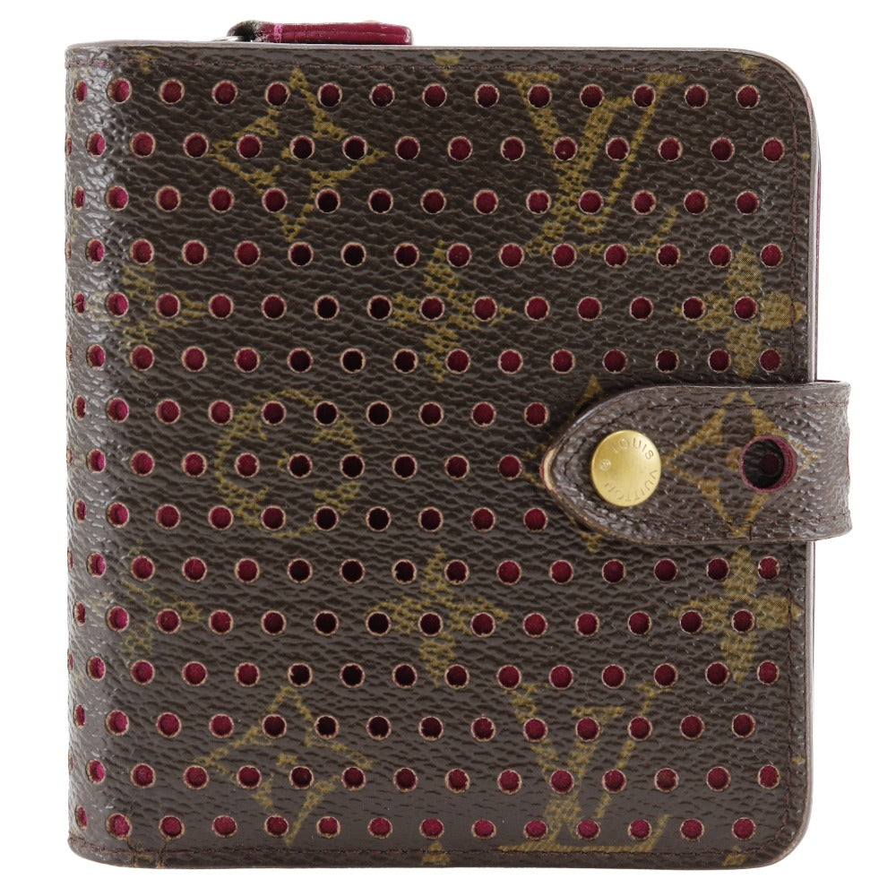 LOUIS VUITTON Bifold Wallet M95188 Monogram canvas Brown / Pink Monogram Perfo Compact zip Women Used