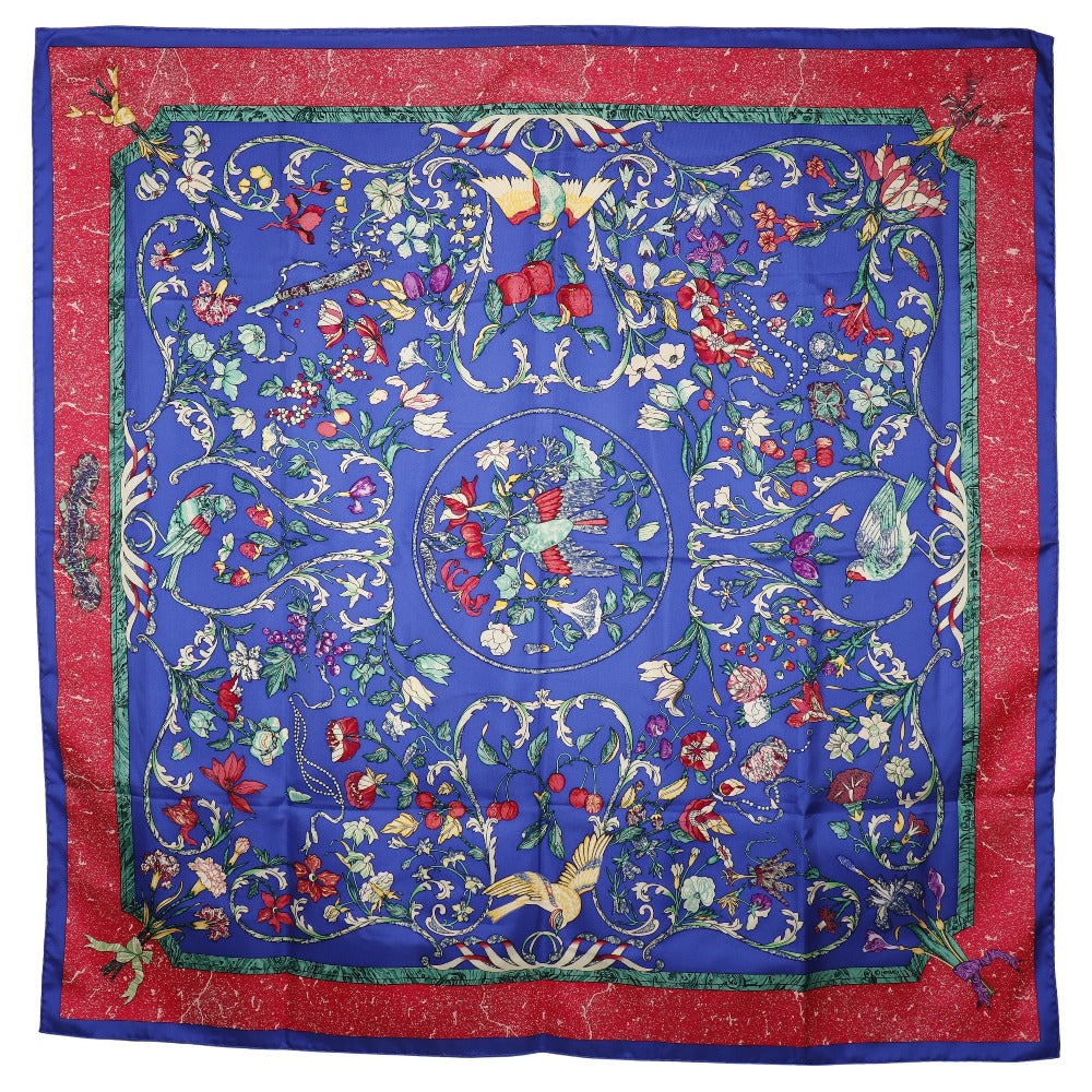HERMES scarf silk Blue PIERRES D' ORIENT ET D' OCCIDENT Carre90