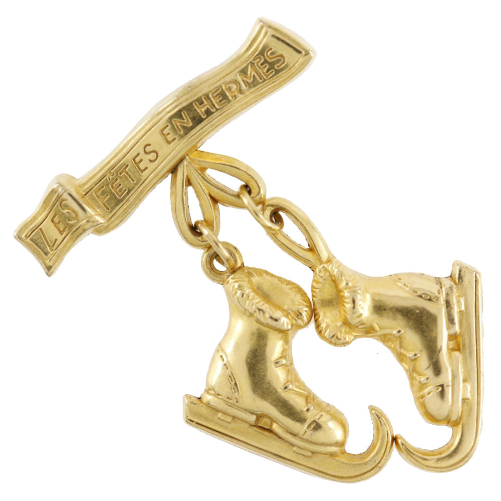 HERMES Brooch Plated Gold gold vintage LES FETES EN HERMES Skate shoes Women Used
