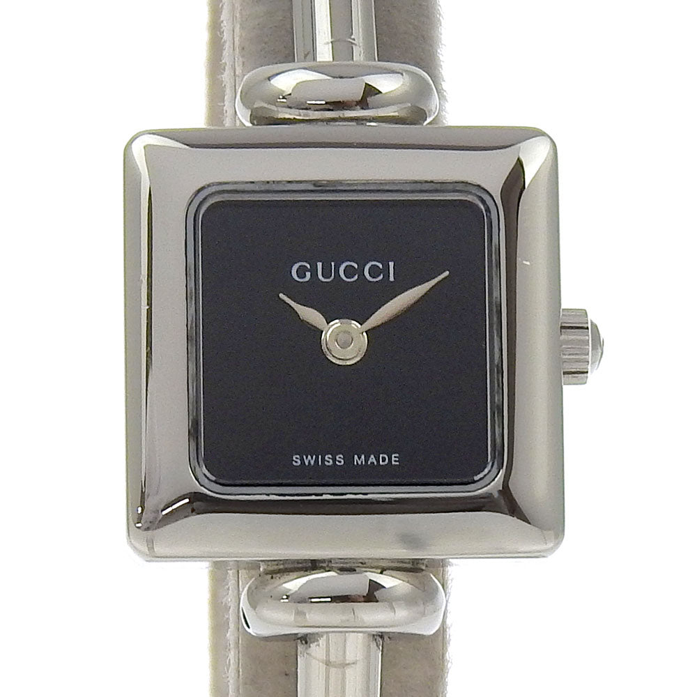 GUCCI Watches Quartz 1900L Stainless Steel Silver Bangle watch black dial