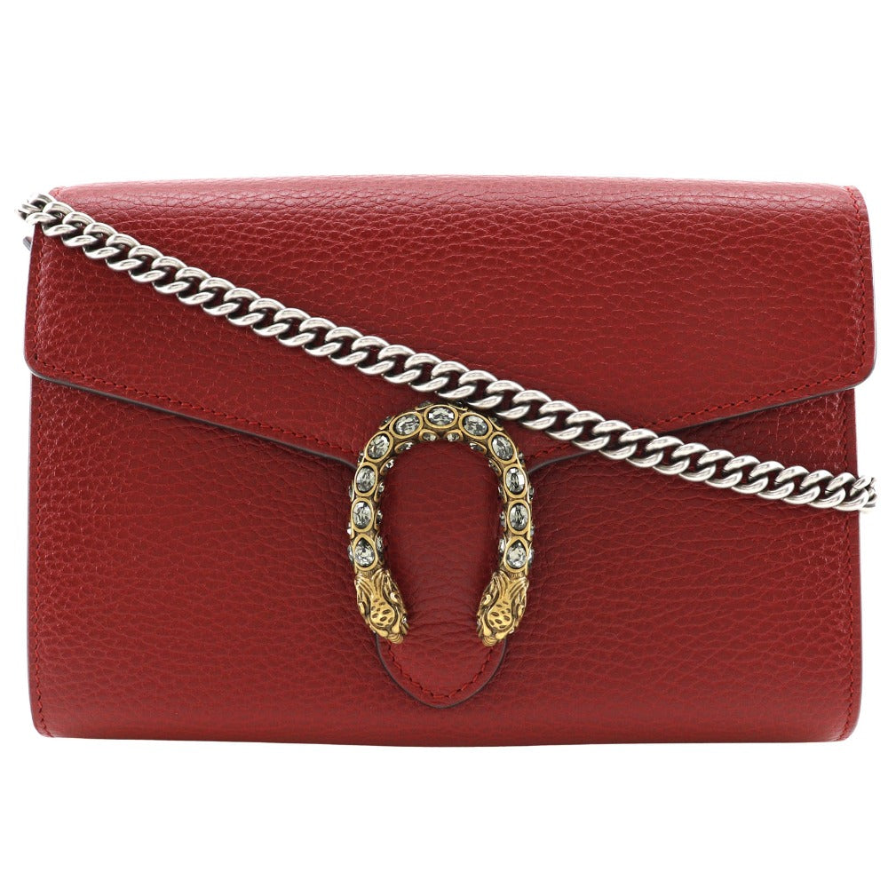 GUCCI Shoulder Bag 401231 Calfskin Red Chain wallet Dionysus