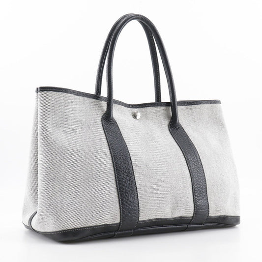 HERMES Tote Bag Toile H, Buffle Gray / black Garden party PM
