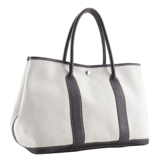 HERMES Tote Bag Toile H, Buffle Beige / Brown Garden party PM