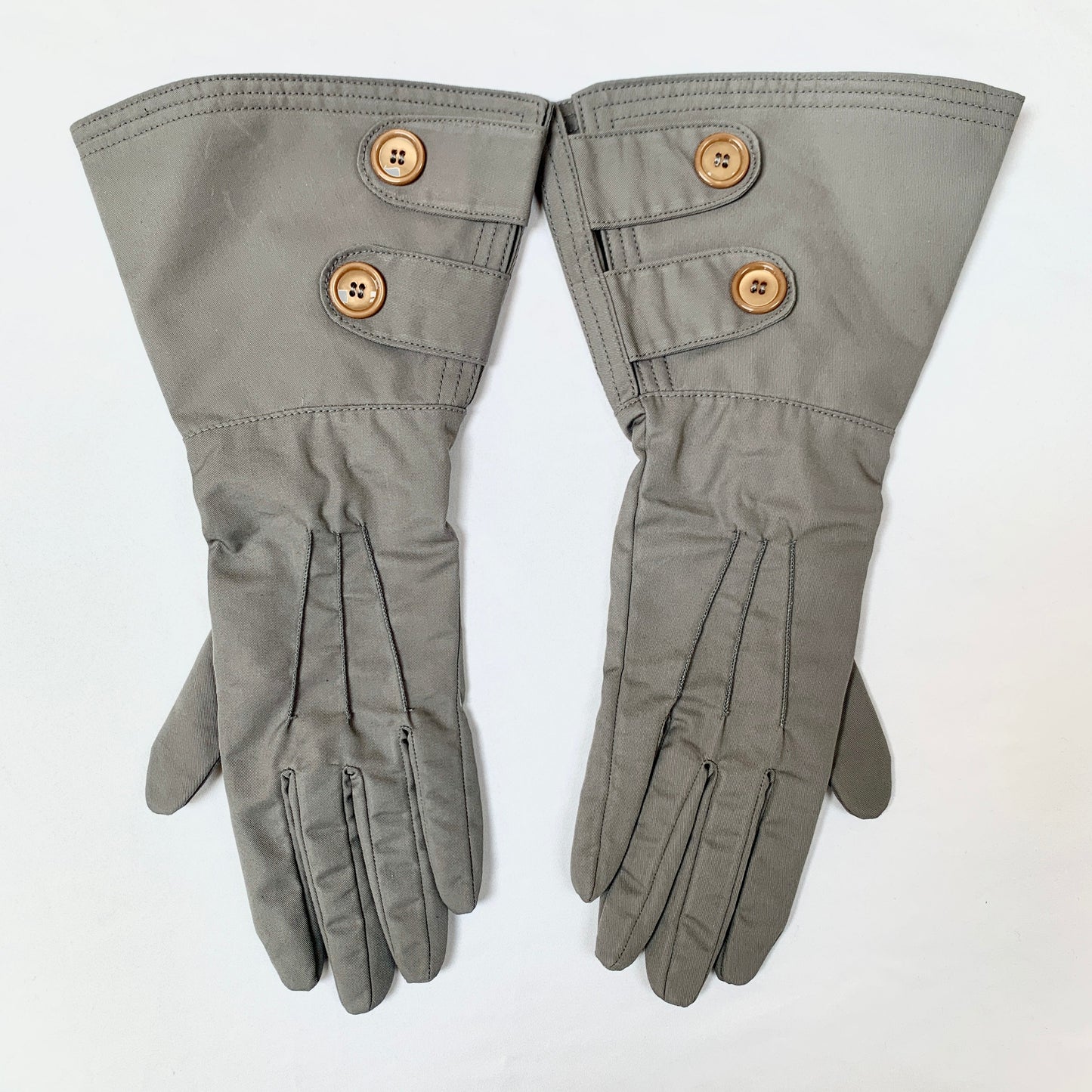 Gucci Washed Gabardine Long Button Gloves in Gray