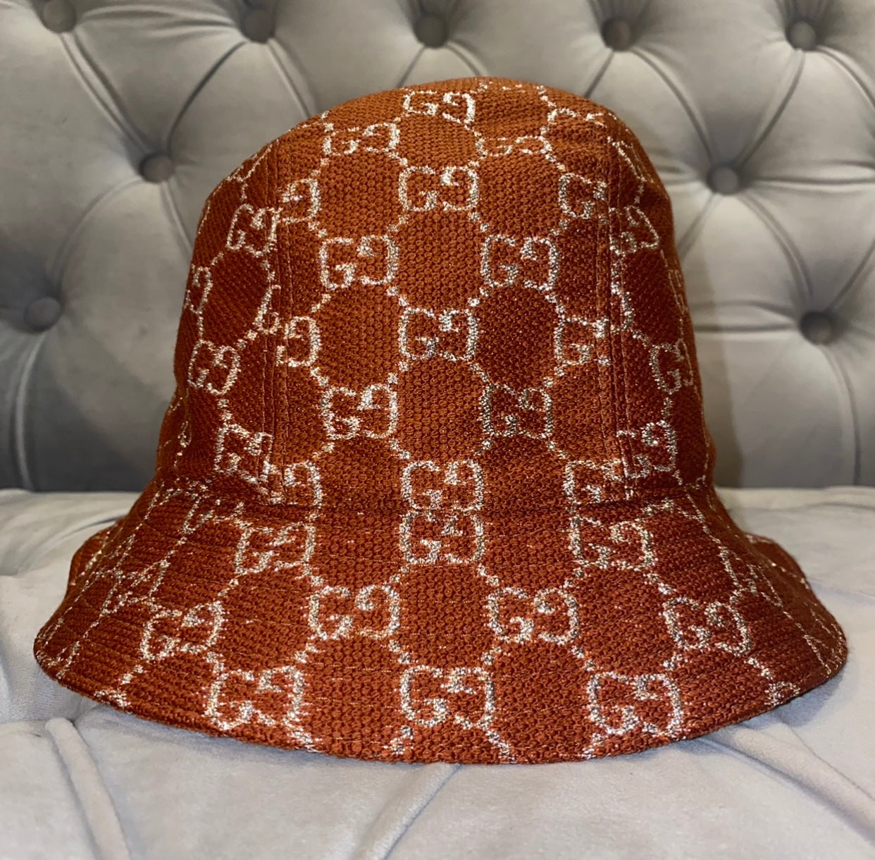 Gucci GG Lamé Bucket Hat in Brown