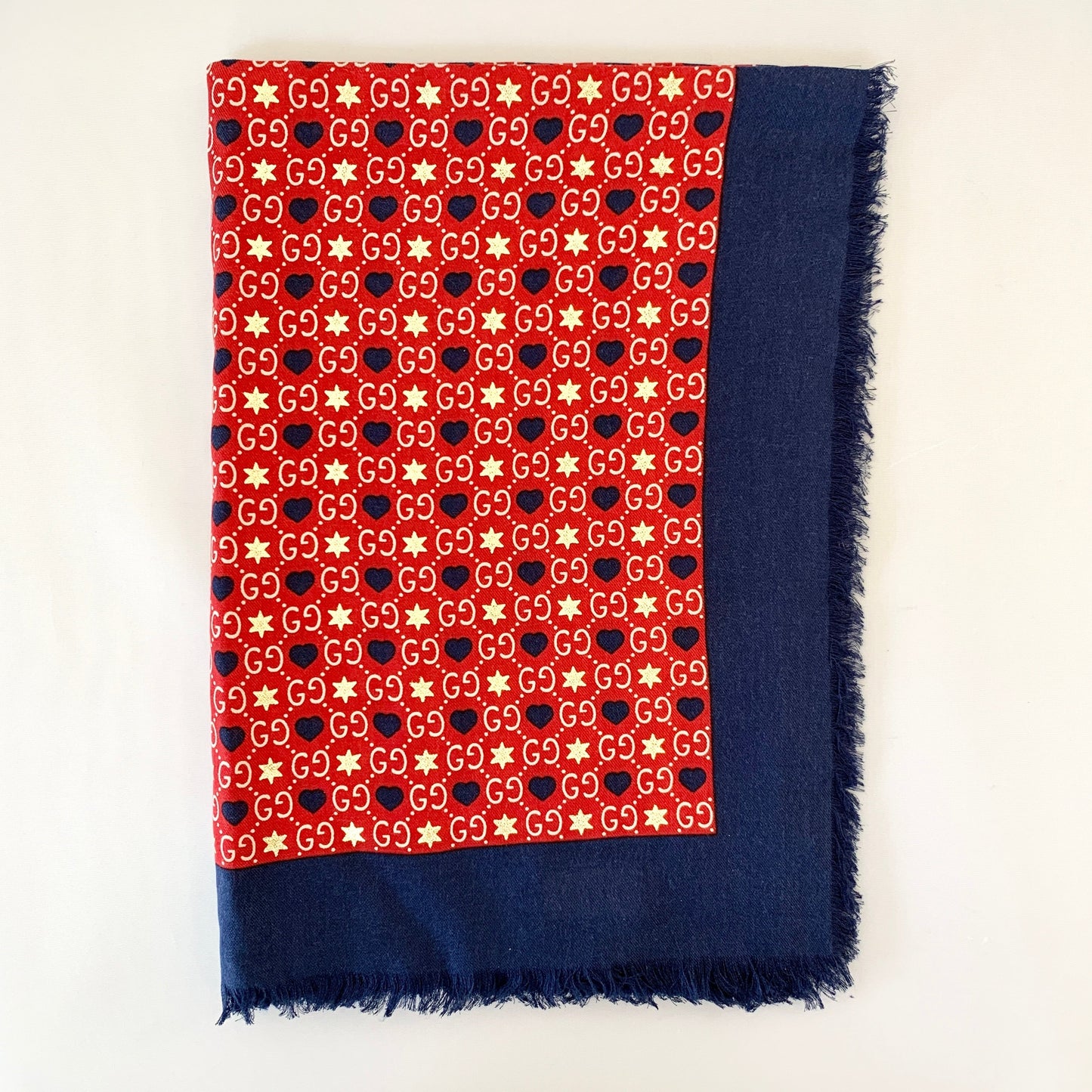 Gucci GG Hearts & Stars Silk Scarf in Red