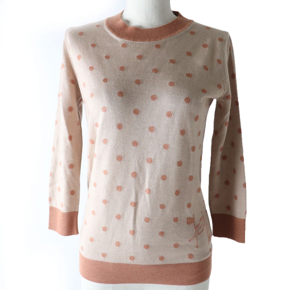 HERMES knit Main: 50% cashmere, Main: 50% silk, Part: 100% rayon Brown type Women 34 Used