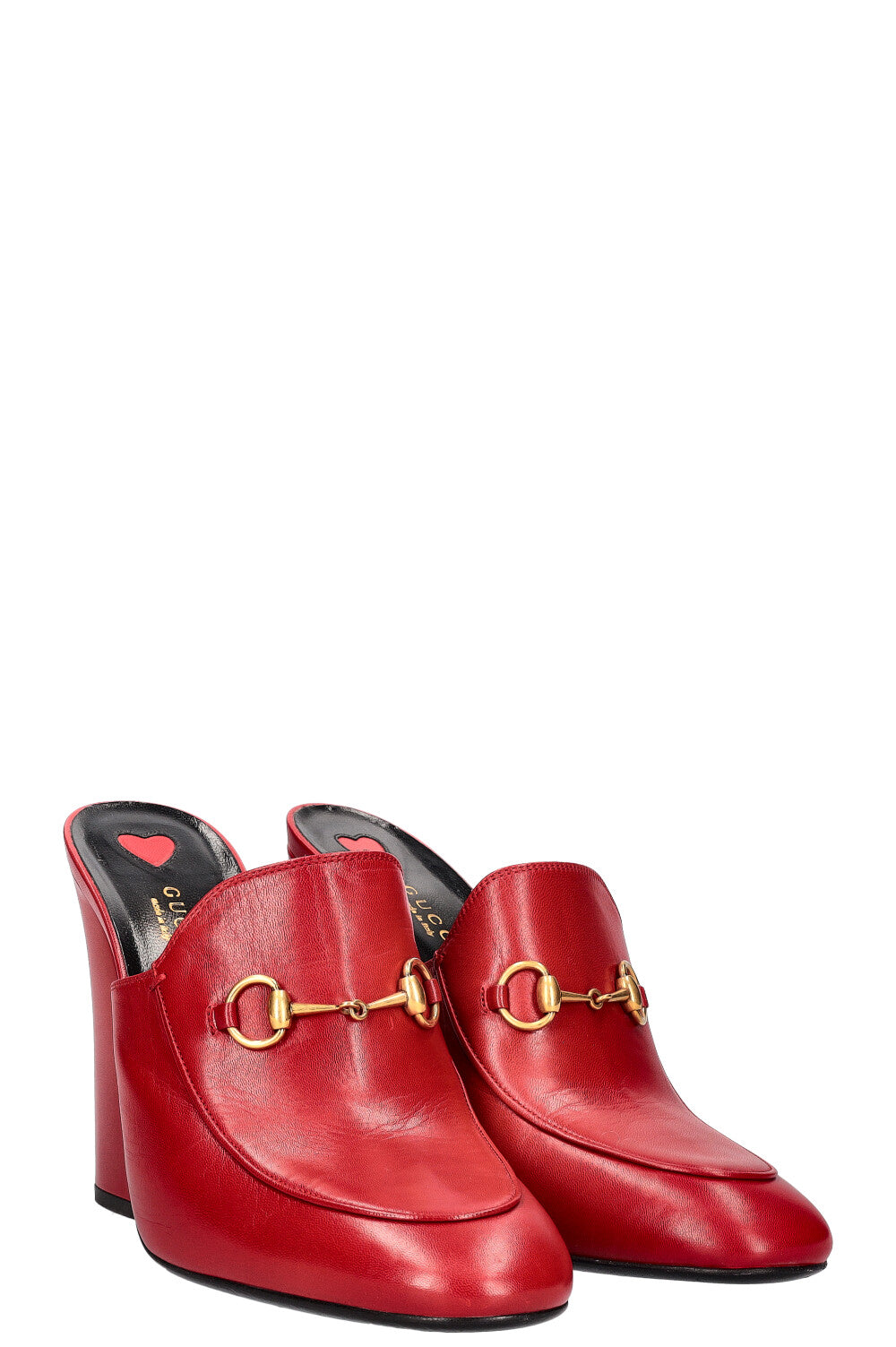 GUCCI Julie Horsebit Blockheel Mules Hibiscus