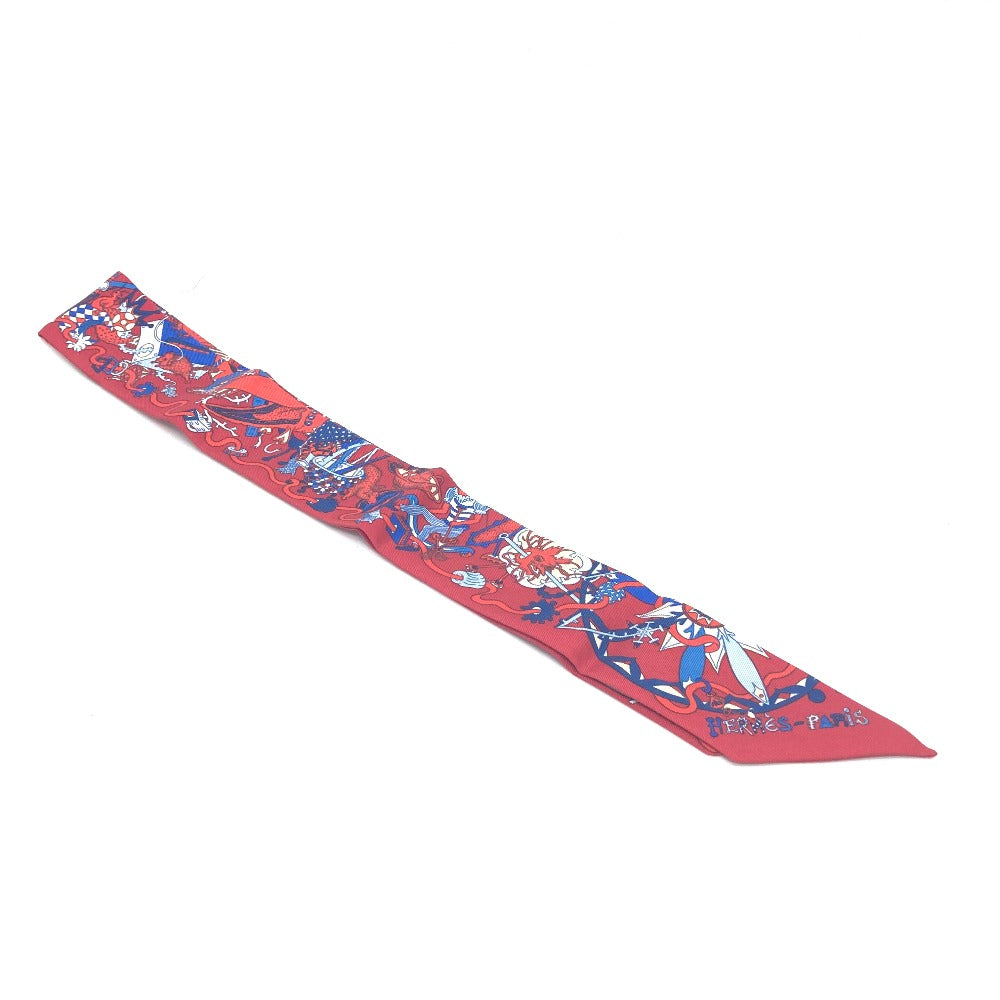 HERMES scarf silk Red animal Women Used