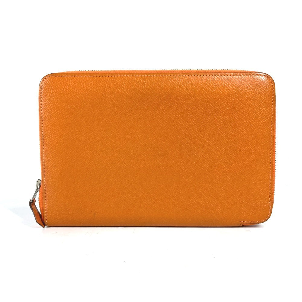 HERMES Long Wallet Purse leather Orange Azap Integral unisex(Unisex) Used