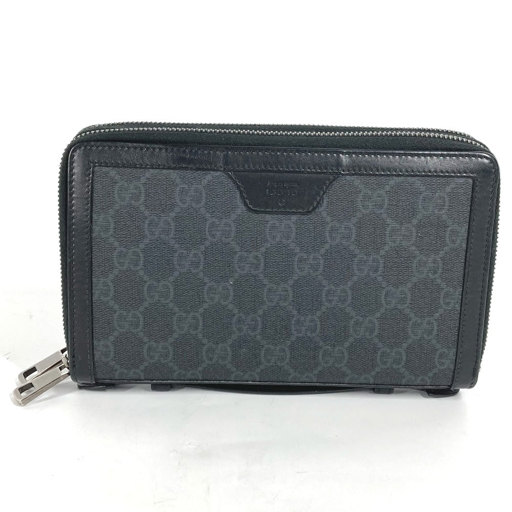 GUCCI Long Wallet Purse 409206 GG Supreme Canvas black GG Supreme Travel case handbag mens Used