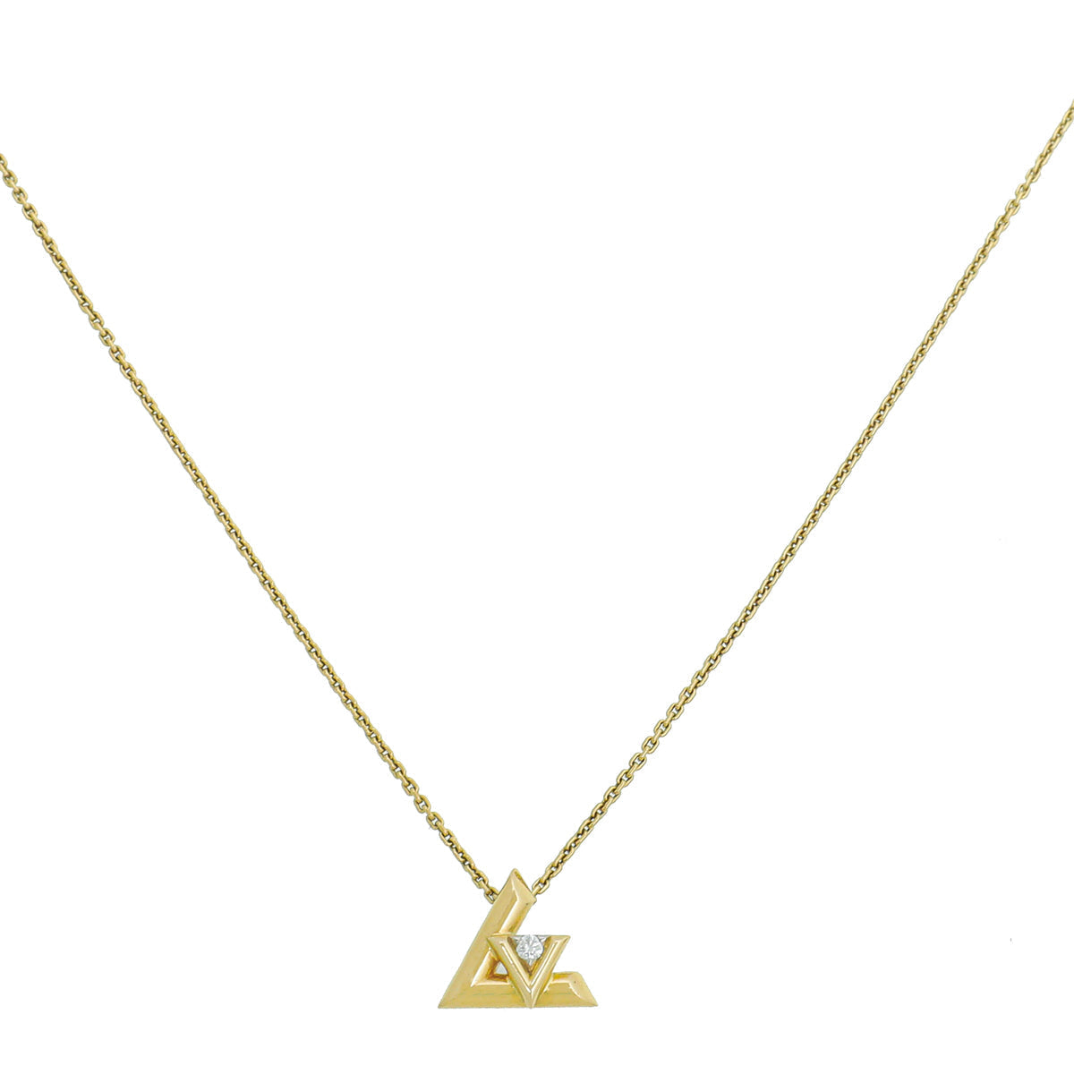 Louis Vuitton 18K Yellow Gold Diamond Volt One Small Pendant Necklace