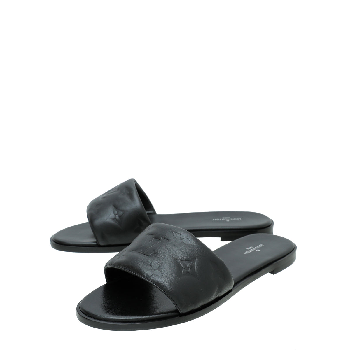 Louis Vuitton Black Monogram Embossed Revival Flat Mules 38