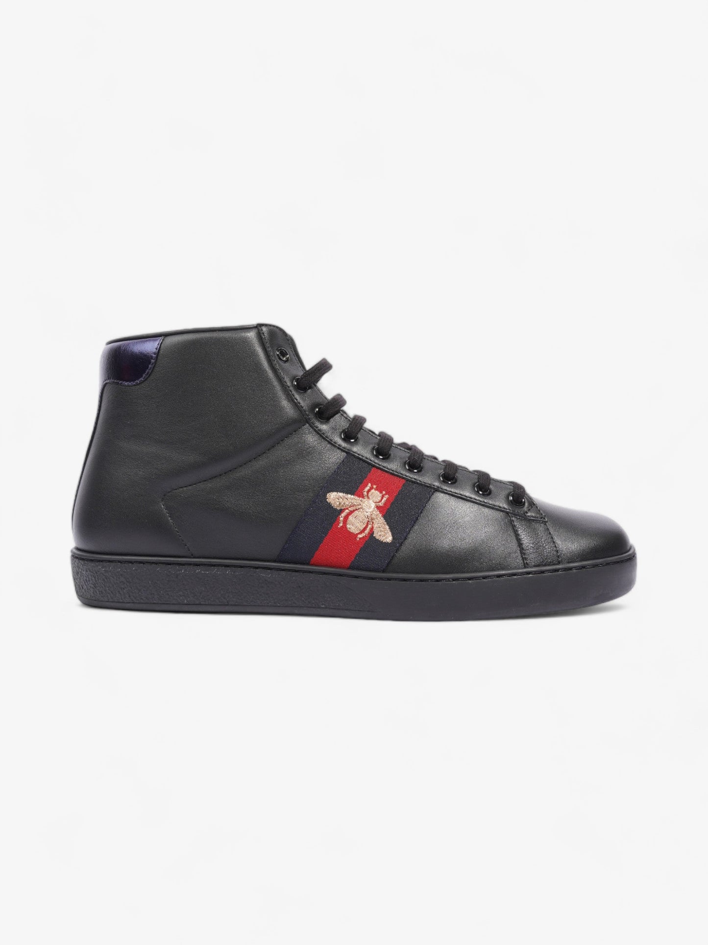 Gucci Bee Ace High-Top Black / Gold Leather EU 45 UK 11