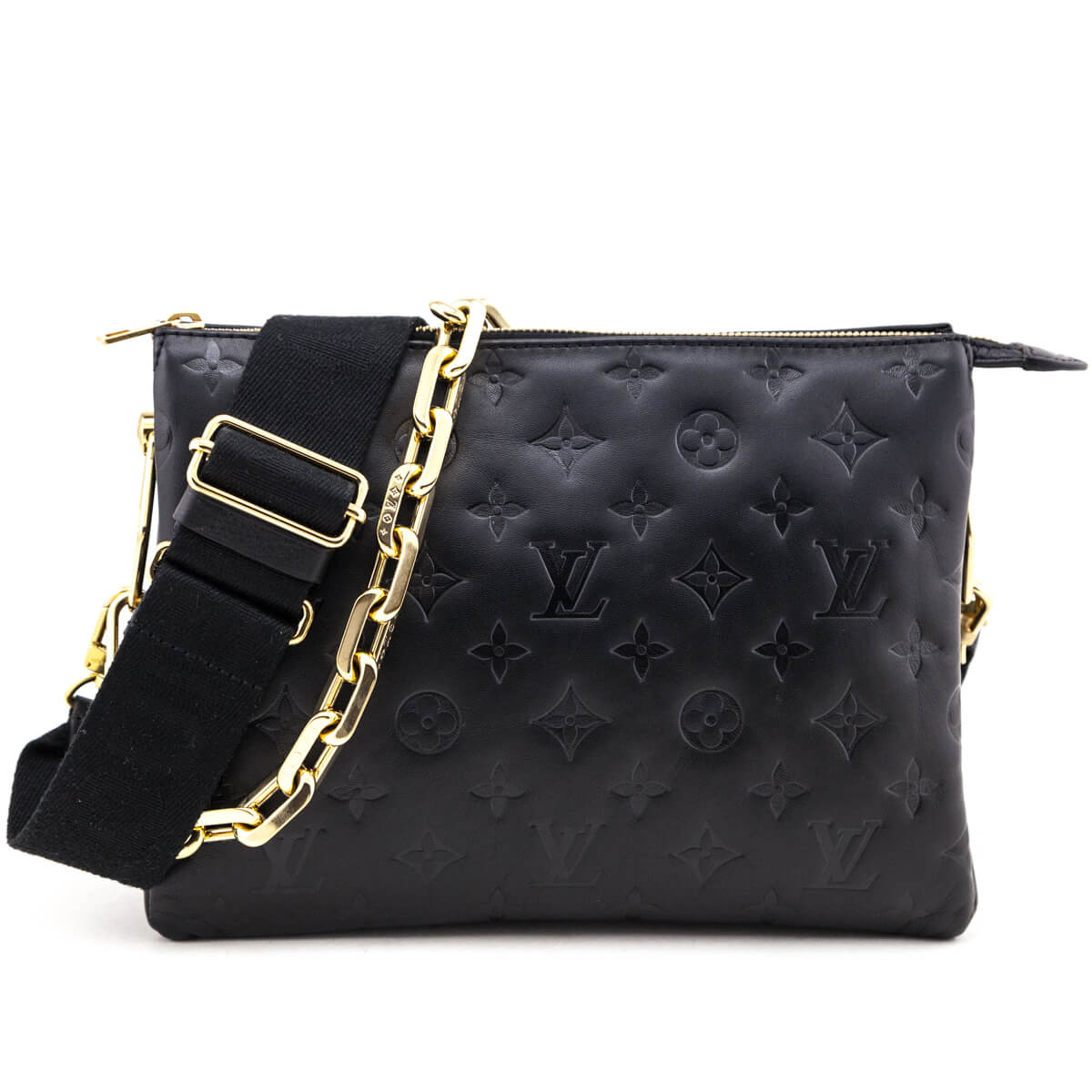 Louis Vuitton Black Monogram Embossed Lambskin Coussin PM