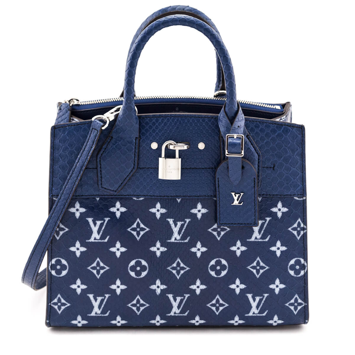 Louis Vuitton Blue Monogram Python City Steamer PM