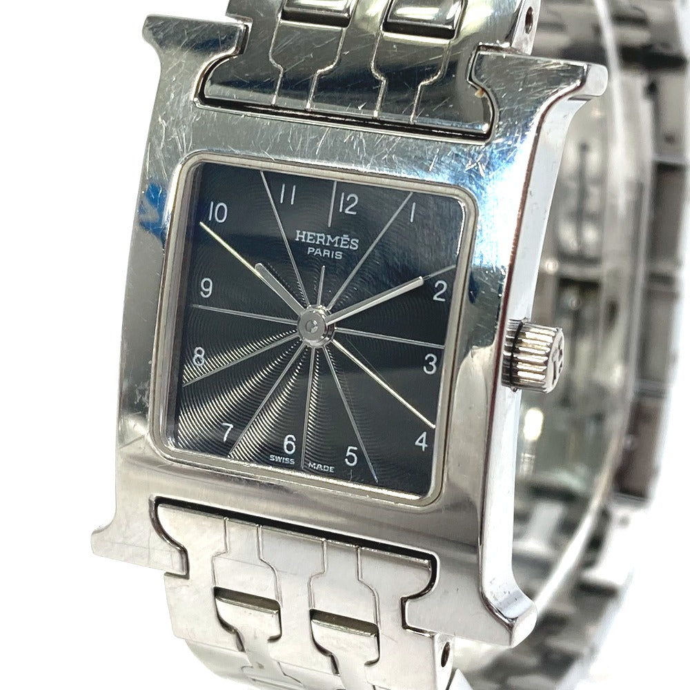 HERMES Watches Quartz HH1.210 Stainless Steel Silver H watch black dial Women Used