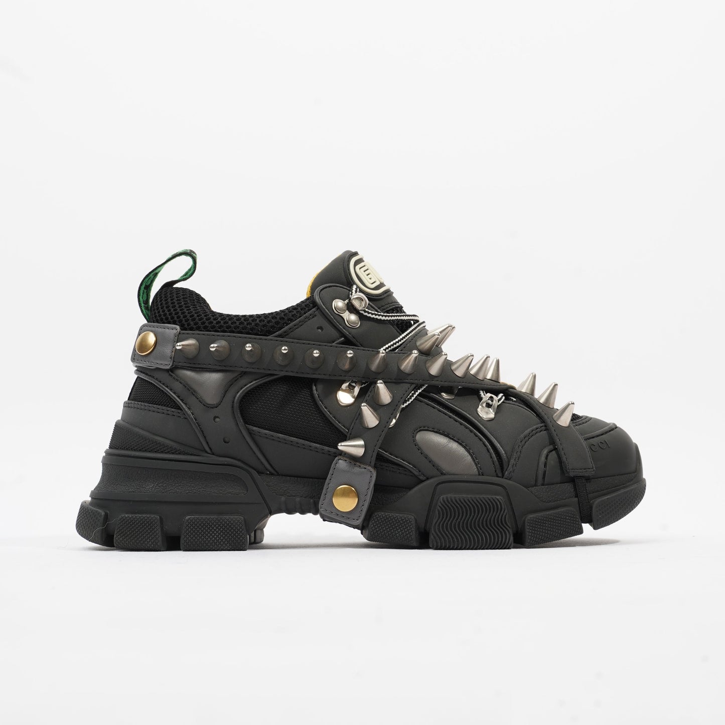 Gucci Flashtrek Withe Removable Spikes Black Leather EU 40.5 UK 6.5