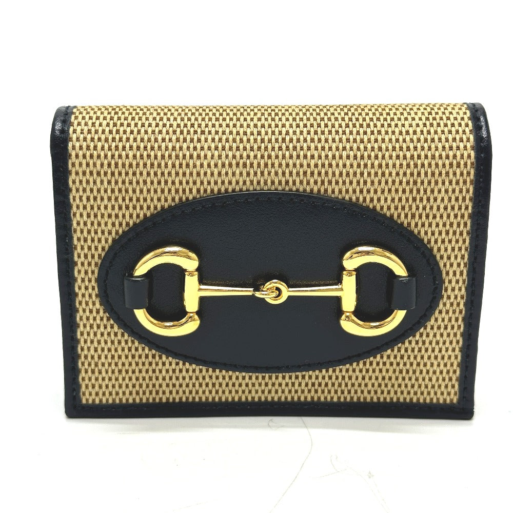 GUCCI Trifold wallet 621887 Canvas / leather beige Horsebit Women Used
