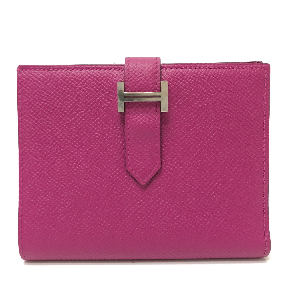 HERMES Folded wallet Epsom purple HMetal Bean compact Women Used