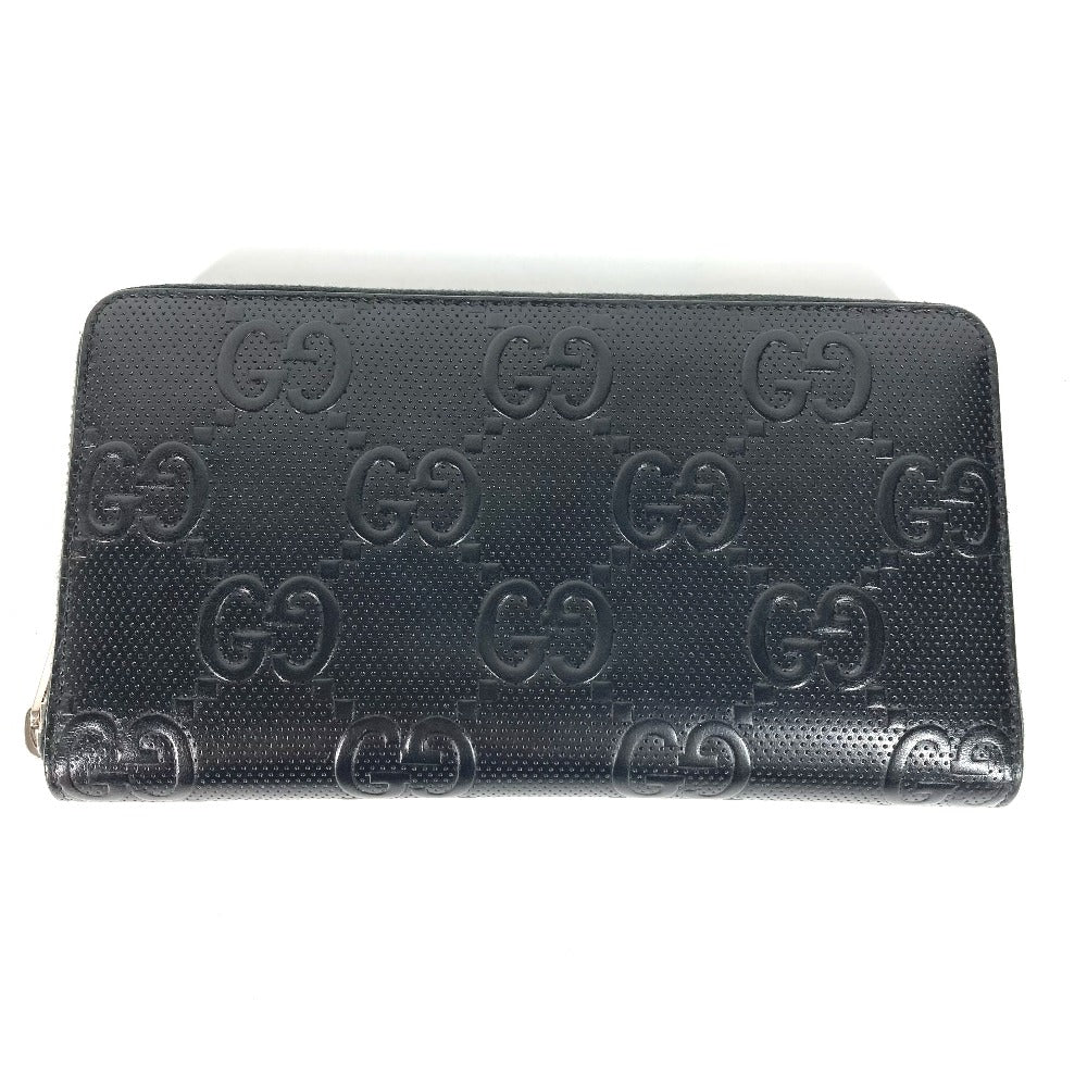 GUCCI Long Wallet Purse 625563 leather black GG embossed long wallet Travel case mens Used