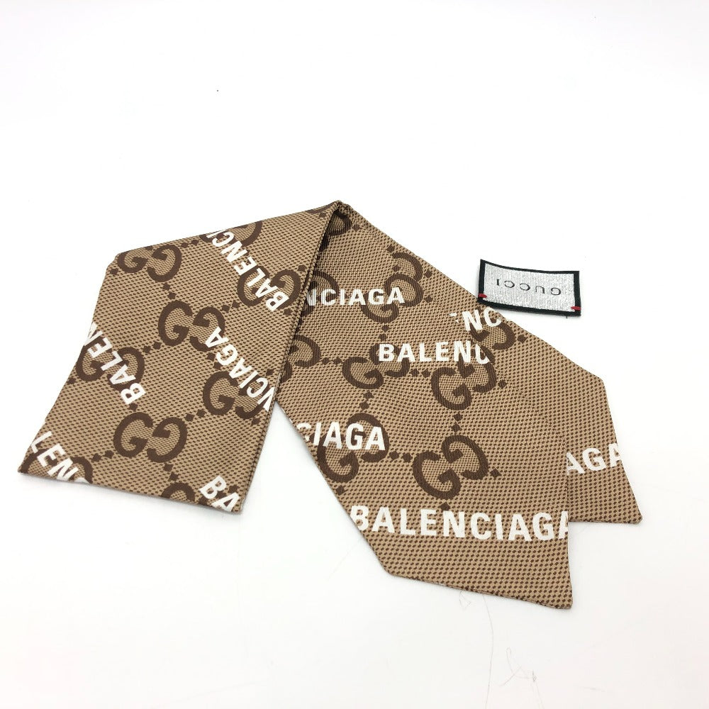 GUCCI scarf 676777 silk beige Maxi GG neck bow The Hacker Project Neck Bow Women Used